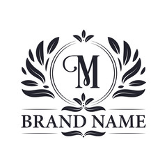 Vintage ornamental M logo design. Luxurious & elegant alphabet M letter logo design template.