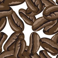 Coffee beans seamless pattern in arabic style. Hand drawn coffee beans vector. Vector hand drawn illustration. Seamless pattern.