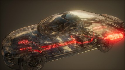 car exhaust system visible in transparent car