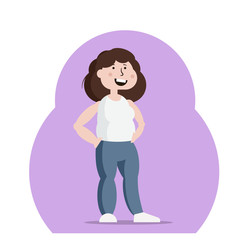 Cute young woman standing. Sportswoman vector flat cartoon illustation.