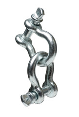 Heavy duty shackle (d-ring) for vehicle recovery and towing on white background