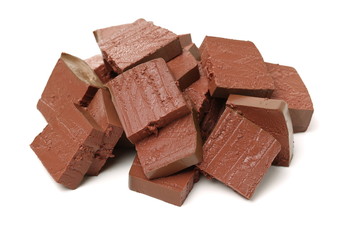 Duck blood tofu isolated on a white background