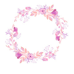 soft pink bouquet, watercolor frame on a white background