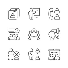 Set line icons of meeting