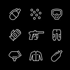 Set line icons of paintball
