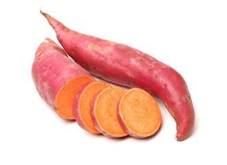 sweet potatoes on the white background