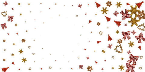 New Years Party background. 2020 Xmas celebration pattern. Christmas gold decorations isolated on white.Holiday festive celebration concept.Banner mock up for display of product or design content
