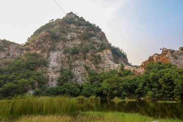 View of the mountain in Khao Ngoo Rock Park at thailand