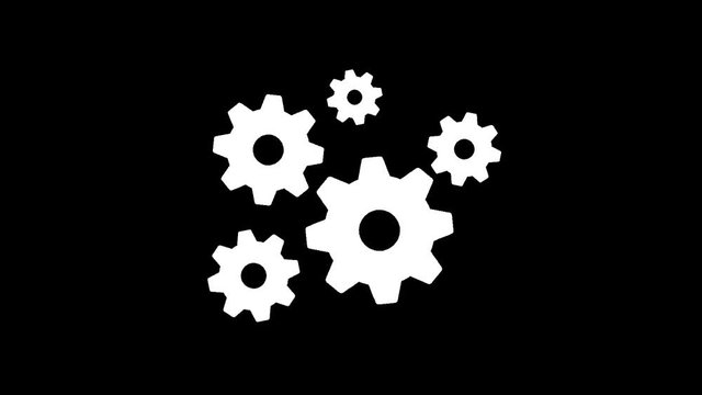 rotating gears animation isolated on transparent background,PNG Alpha Channels