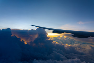 airplane wing sunrise