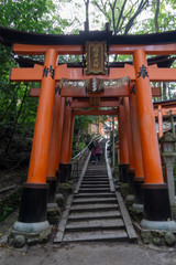 Fototapeta na wymiar Red Torii gates in Fushimi Inari shrine in Kyoto, Japan