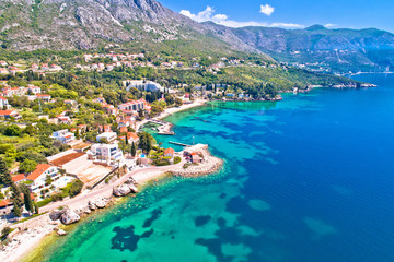 Dubrovnik region waterfront in Mlini and Srebreno aerial view