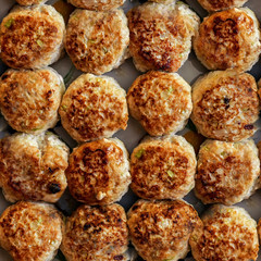 Small round meat balls close-up. Background. seamless texture,