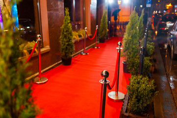 Empty red carpet before opening ceremony