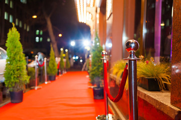Empty red carpet entrance before opening ceremony