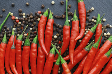 Hot red pepper. Chilean pepper on a black.