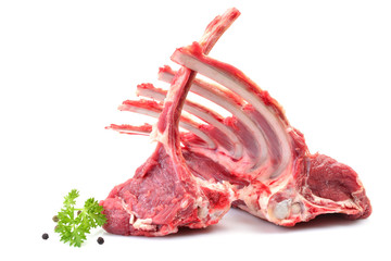 Lamb ribs on a white background