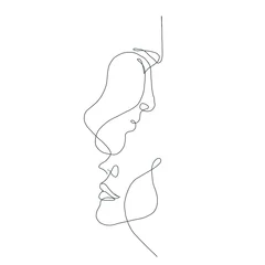 Wall murals One line line drawing faces, fashion concept, woman beauty minimalist, vector illustration for t-shirt, slogan design print graphics style
