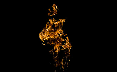 Fire flames on black background. fire on black background isolated. fire patterns