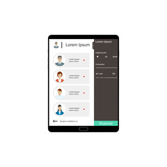 Fototapeta premium Web Design. Website template for tablet. Elements for tablet and web applications. User Interface UI and User Experience UX content organization. landing page, banner.