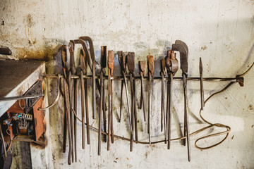 Blacksmith quipment in his workshop