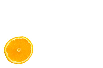 fresh orange slices on white background. space for text