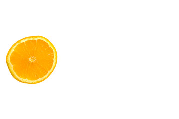 fresh orange slices on white background. space for text