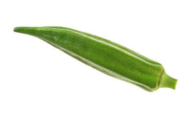 Fresh young okra isolated on white background