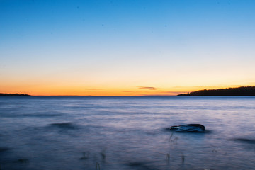 Sunrise over the sea. Slow shutter speed