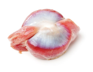 Raw Chicken gizzards on white background 