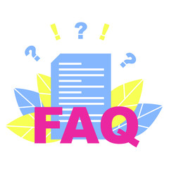 Concept of a list of frequently asked questions. Decorative flat illustration.