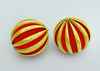 Christmas balls over gray backgroung.