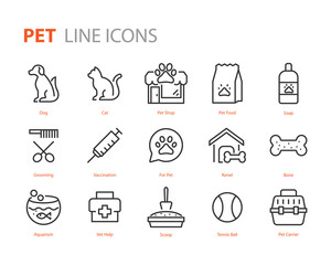 set of pet icons, dog, cat, puppy, animal