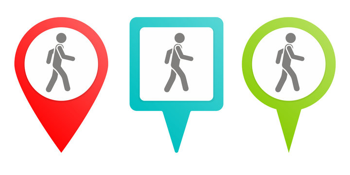 Man, Walking Pin Icon. Multicolor Pin Vector Icon