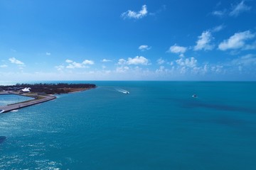 Fototapeta na wymiar Aerial view of nearst Fort Zachary Taylor, Key West, Florida, United States. Caribbean sea. Great landscape. Travel destination. Tropical travel.