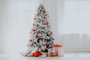 Christmas Home Interior with White Christmas tree