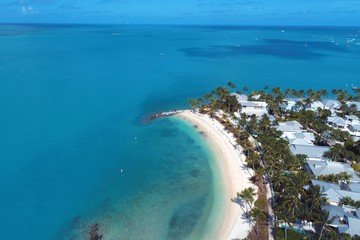 Aerial view of nearst Fort Zachary Taylor, Key West, Florida, United States. Caribbean sea. Great landscape. Travel destination. Tropical travel.