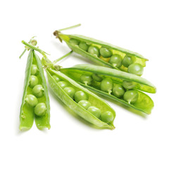 Fresh peas isolated on white background 