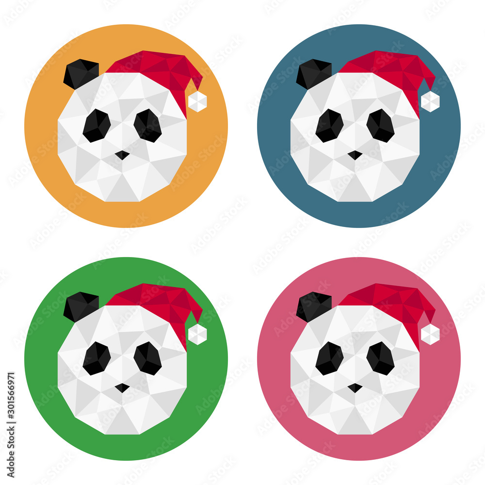 Wall mural set of panda geometric icons. christmas decoration. vector.