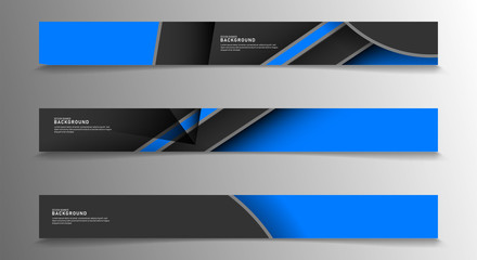 Collection of rectangular banners. Geometric shapes overlap in blue. vector design