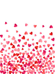 Red flying hearts bright love passion vector background.