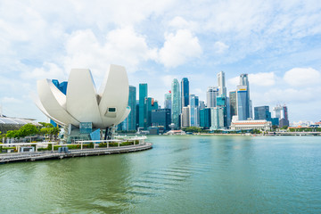 Singapore, 21 Jan 2019 : Beautiful architecture building skyscraper around marina bay in singapore city