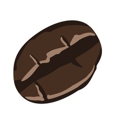 Coffee bean. Vector coffee bean illustration. Isolated white background. Caffeine symbol. Vector illustration, isolated object.