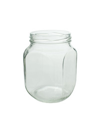 Photo of an Empty glass jar isolated on a white background with clipping path.