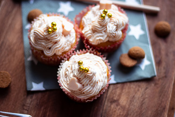 Food photo cupcakes pink white blue decorated delicious bake bakery