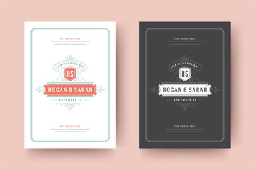 Wedding save the date invitation cards flourishes ornaments