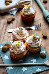 Food photo cupcakes pink white blue decorated delicious bake bakery