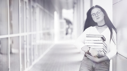 Young girl student on the street