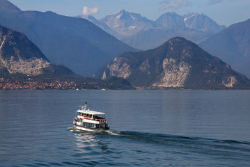 Lake Lago di Maggiore in the morning (Italy)