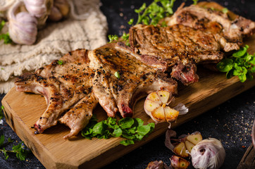 Grilled pork chops with peppers